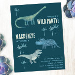 Dinosaur Boys Kids Birthday Party Invitation Postcard<br><div class="desc">Time for a wild birthday party!  A fun bunch of adorable dinosaurs on a dark teal green background,  ready to customise with your child's name,  age and party details. Great for any age boy or girl.  Original art by Nic Squirrell.</div>