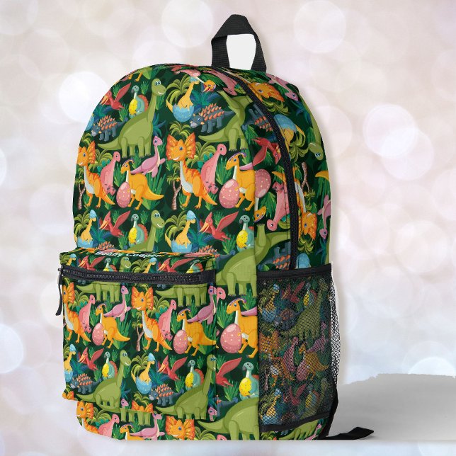 Dinosaur Boys Personalise Name Holds Laptop Printed Backpack (Creator Uploaded)