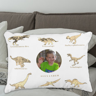 Dinosaur Boys Personalised Name and Photo Decorative Cushion
