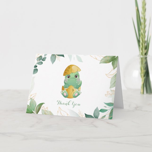Dinosaur Boys Thank You Baby Shower Card (Front)