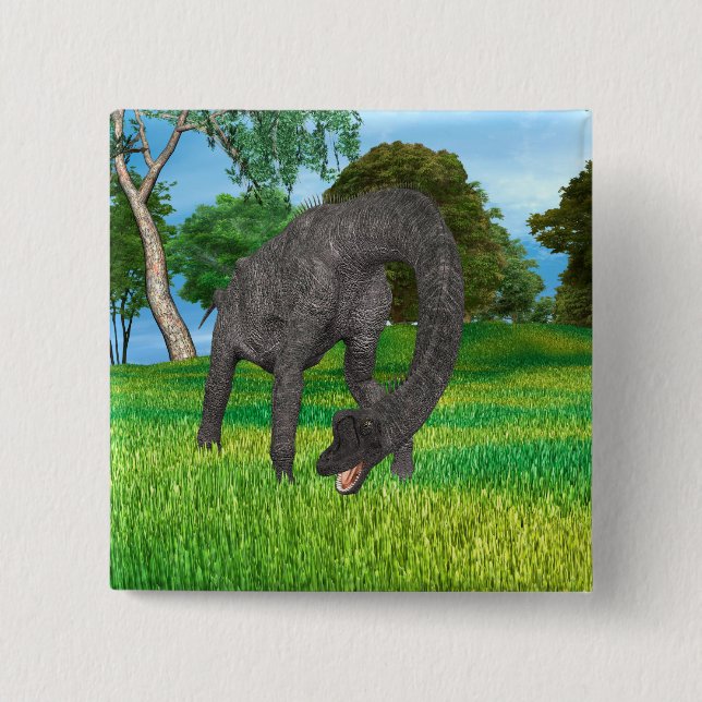 Dinosaur Brachiosaurus 15 Cm Square Badge (Front)