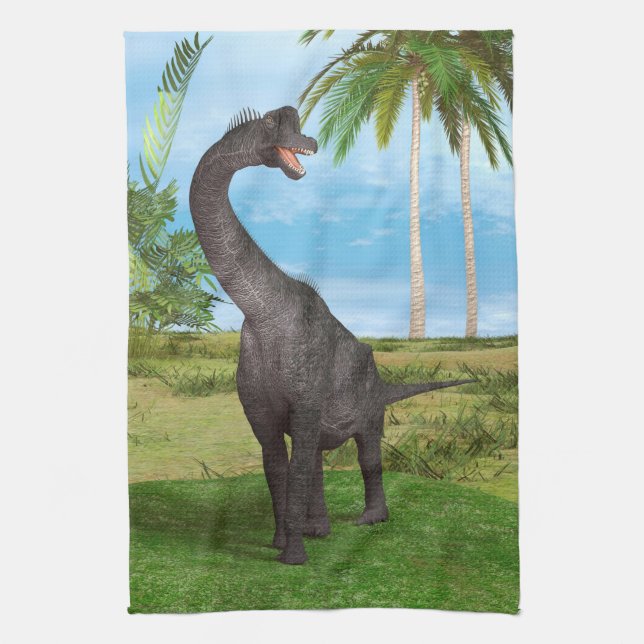 Dinosaur Brachiosaurus Tea Towel (Vertical)