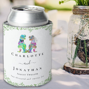 Dinosaur Bride and Groom Custom Wedding Can Coole Cooler