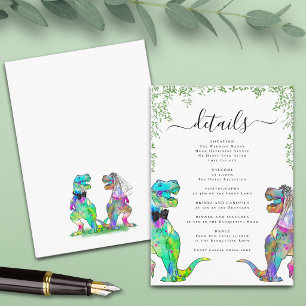 Dinosaur Bride and Groom Wedding Details Enclosure Card