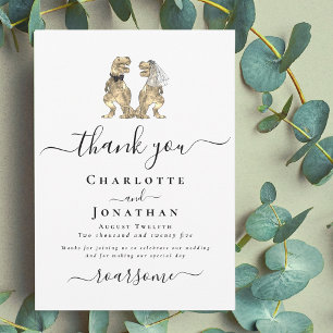 Dinosaur Bride and Groom Wedding Thank You