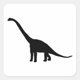 Dinosaur Brontosaurus Black and White Square Sticker