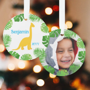 Dinosaur Brontosaurus Photo Keepsake Christmas Ornament