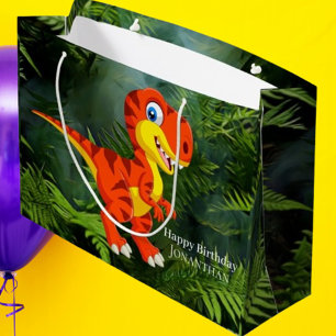 Dinosaur Brown T Rex Jurassic Party Large Gift Bag