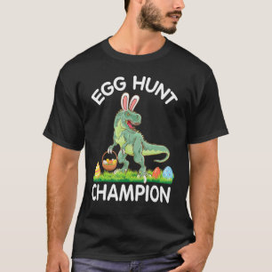 Dinosaur Bunny Hunting Easter Eggs Champion T-Shirt
