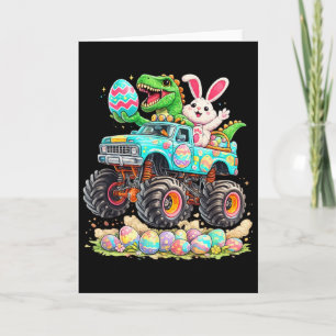 Dinosaur Bunny With Truck Easter Funny Egg Hunt Ki Card
