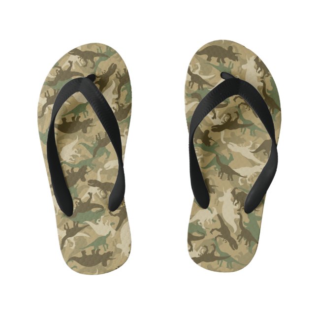 Dinosaur Camouflage Flip Flops for Kids (Footbed)