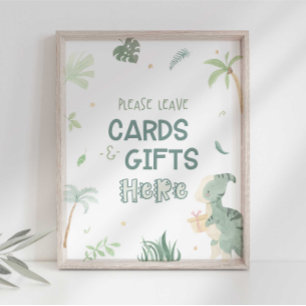 Dinosaur Cards and Gifts Party Sign
