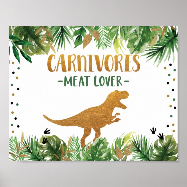 Dinosaur Carnivores Birthday Food Table Sign (Front)