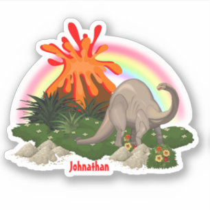 Dinosaur cartoon island volcano rainbow DIY name