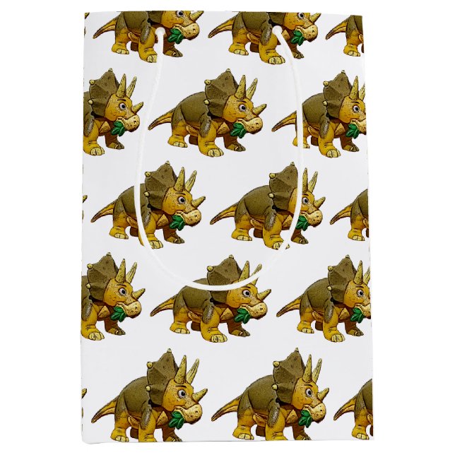 Dinosaur Cartoon toy Triceratops Medium Gift Bag (Front)