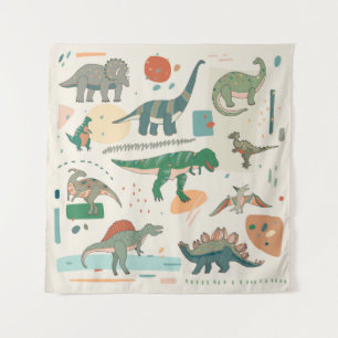 Dinosaur cartoon: vintage illustration set. tapestry