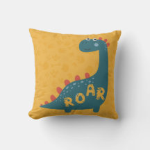 Dinosaur Cartoon Yellow Blue Roar Kids Room Decor