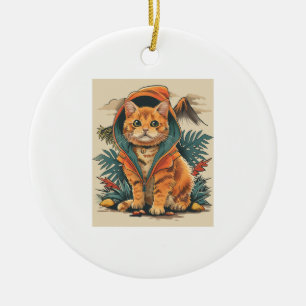 Dinosaur Cat Explorer Ceramic Tree Decoration