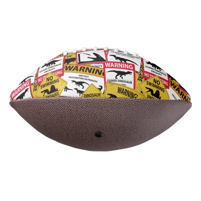 Dinosaur Caution Signs American Football (Rotated 270)