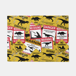 Dinosaur Caution Signs Doormat