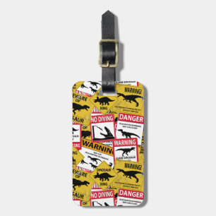 Dinosaur Caution Signs Luggage Tag