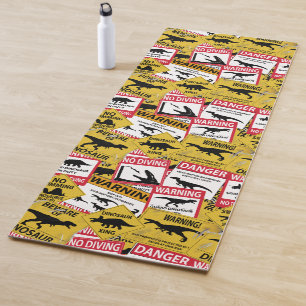 Dinosaur Caution Signs Yoga Mat