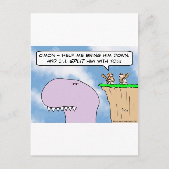 dinosaur caveman split postcard (Front)