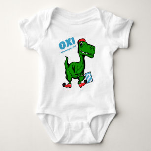 Dinosaur celebrating 'Ohi Day' dressed as Tsolias  Baby Bodysuit