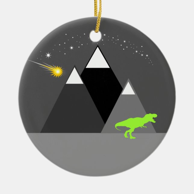 Dinosaur Chaser Ceramic Tree Decoration (Front)