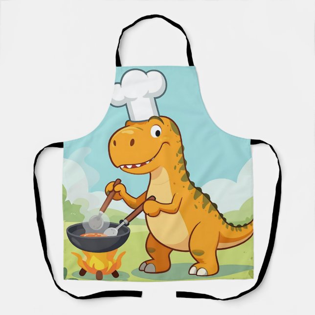 Dinosaur Chef Cooking Funny Apron (Front)