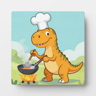 Dinosaur Chef Cooking Funny Plaque