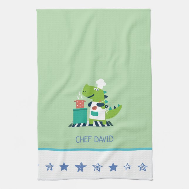 Dinosaur Chef Kitchen Towel (Vertical)