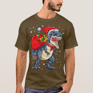 Dinosaur Christmas Boys Santa T rex Kids Xmas Gift T-Shirt