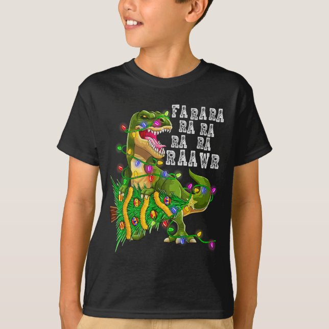 Dinosaur Christmas Fa Ra Rawr Tree Rex Boys Xmas G T-Shirt (Front)