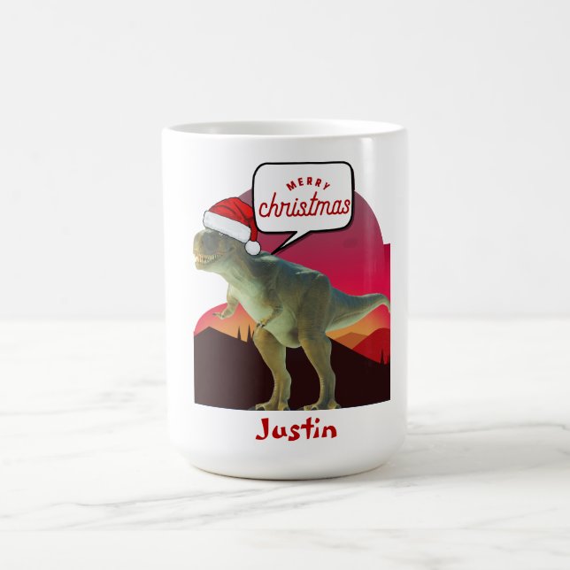 dinosaur christmas gift, personalised name  coffee mug (Center)