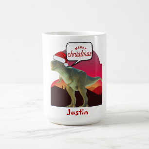 dinosaur christmas gift, personalised name  coffee mug