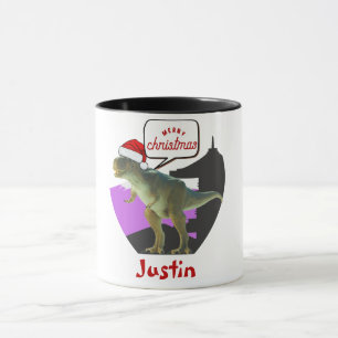 dinosaur christmas gift, personalised name mug