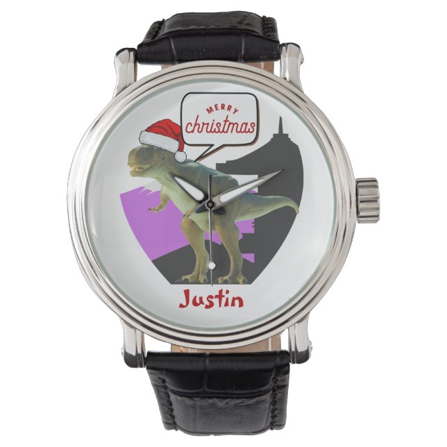 dinosaur christmas gift, personalised name  watch (Front)