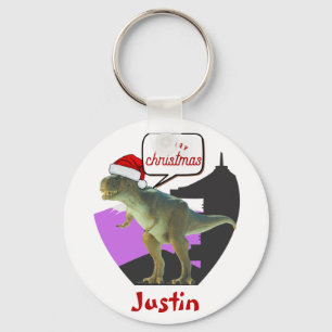 dinosaur christmas gift, personalized name  key ring