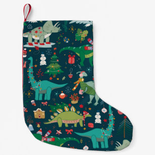 Dinosaur Christmas: Happy New Year Small Christmas Stocking