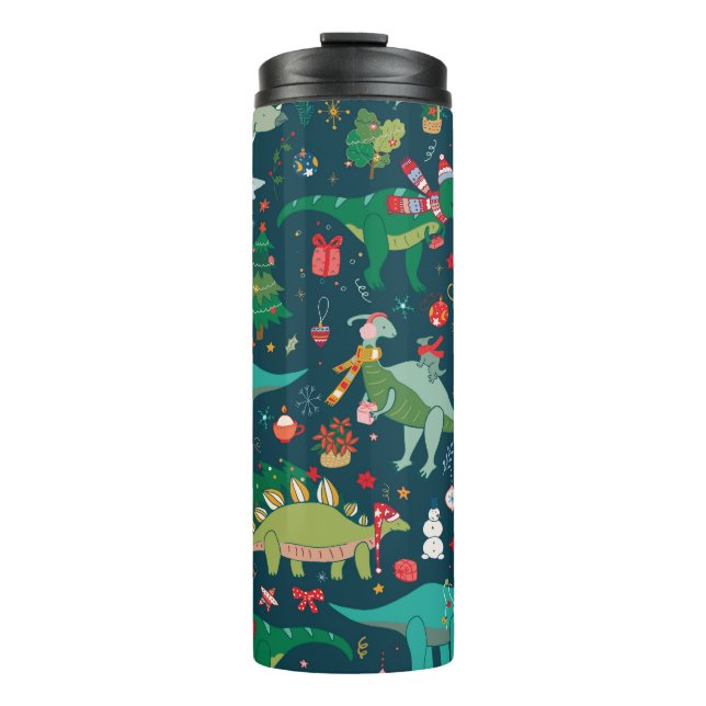 Dinosaur Christmas: Happy New Year Thermal Tumbler (Front)