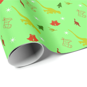 Dinosaur Christmas Holiday Wrapping Paper