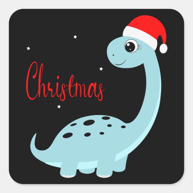 Dinosaur Christmas Kid Gift, Family Decoration Square Sticker (Front)