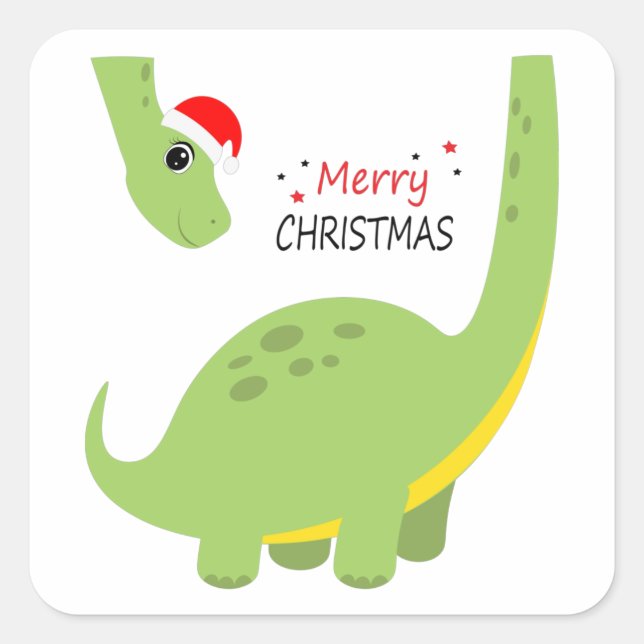 Dinosaur Christmas Kid Gift, Family Decoration Square Sticker (Front)