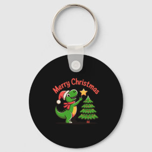Dinosaur Christmas Merry Christmas T-rex Decoratin Key Ring