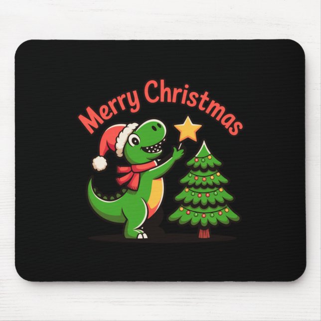 Dinosaur Christmas Merry Christmas T-rex Decoratin Mouse Mat (Front)