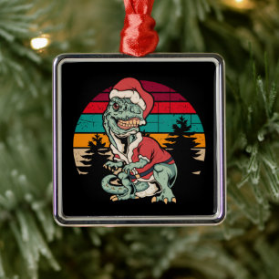 Dinosaur Christmas  Metal Tree Decoration