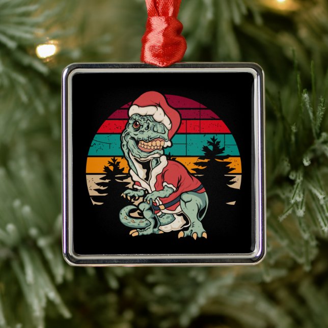 Dinosaur Christmas  Metal Tree Decoration (Tree)