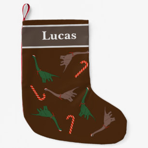 Dinosaur Christmas Patterned Small Christmas Stocking