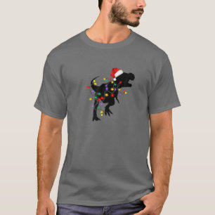 Dinosaur Christmas Pyjamas Family T Rex Xmas Light T-Shirt